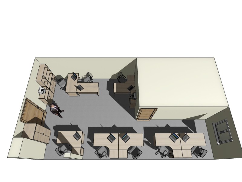 Готовый проект офисной мебели для кабинета 55 м2