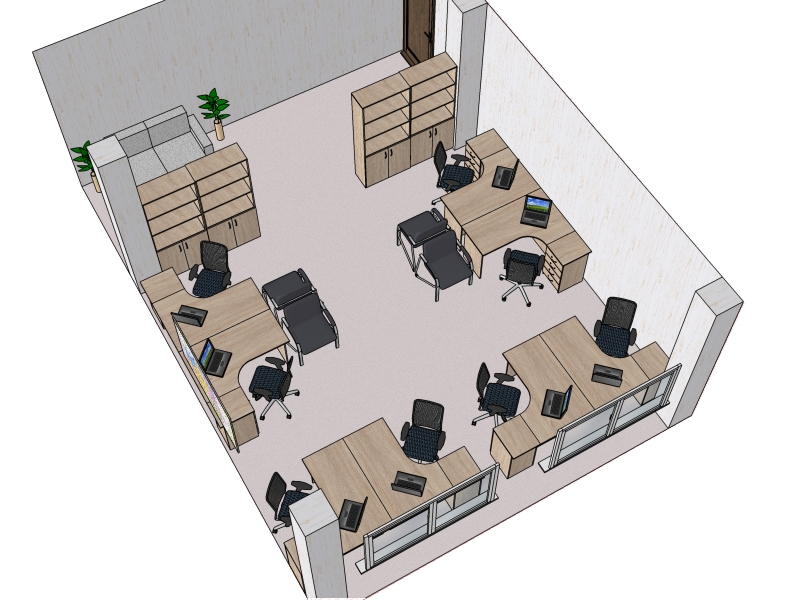 Готовый проект офисной мебели №5 со стульями и креслами