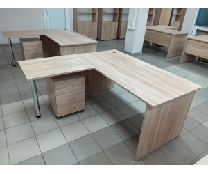 Стол с тумбой и приставкой R2-16U-L, дуб сонома. Столешница 22 мм!