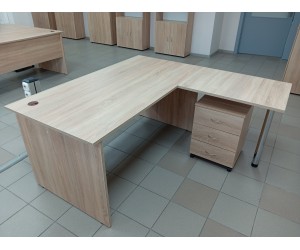 Стол с тумбой и приставкой R2-16U-R, дуб сонома. Столешница 22 мм!